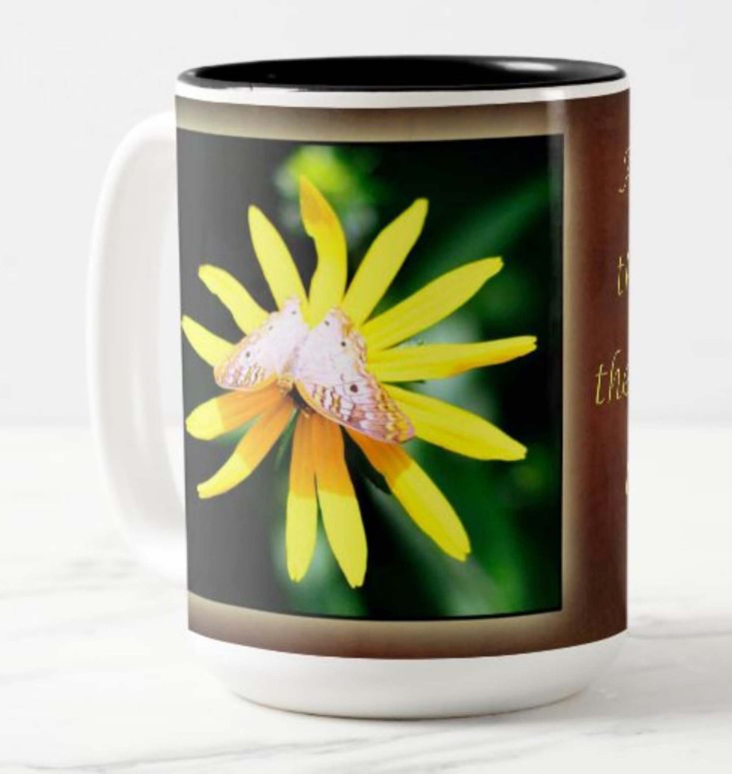 Mug with a inspirational bible scripture; "A Virtuous Woman", and beautiful flower image.
