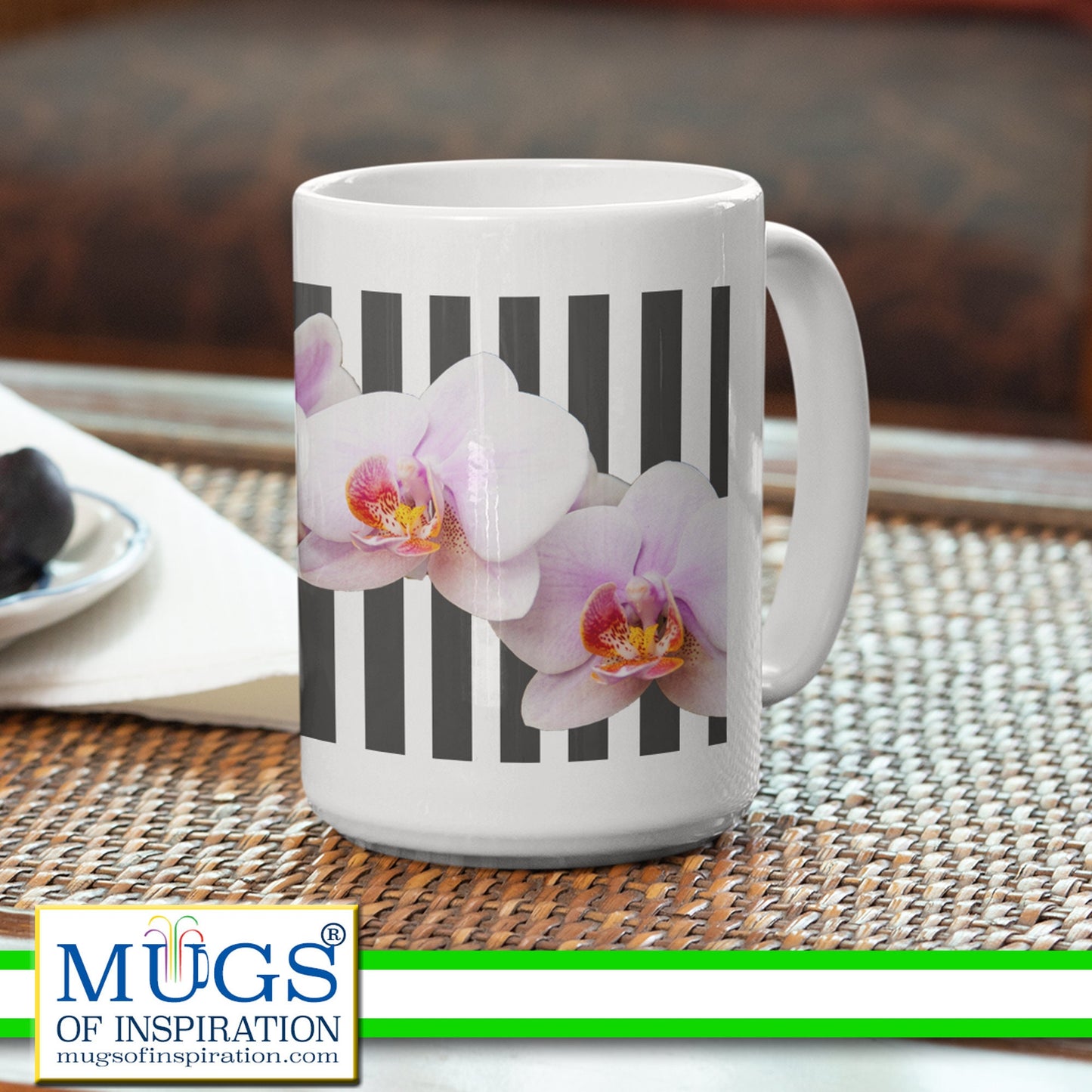 Orchid flower mug.   Gift for Mom.  Gift for flower lovers and gardener.  orchid lover gift.