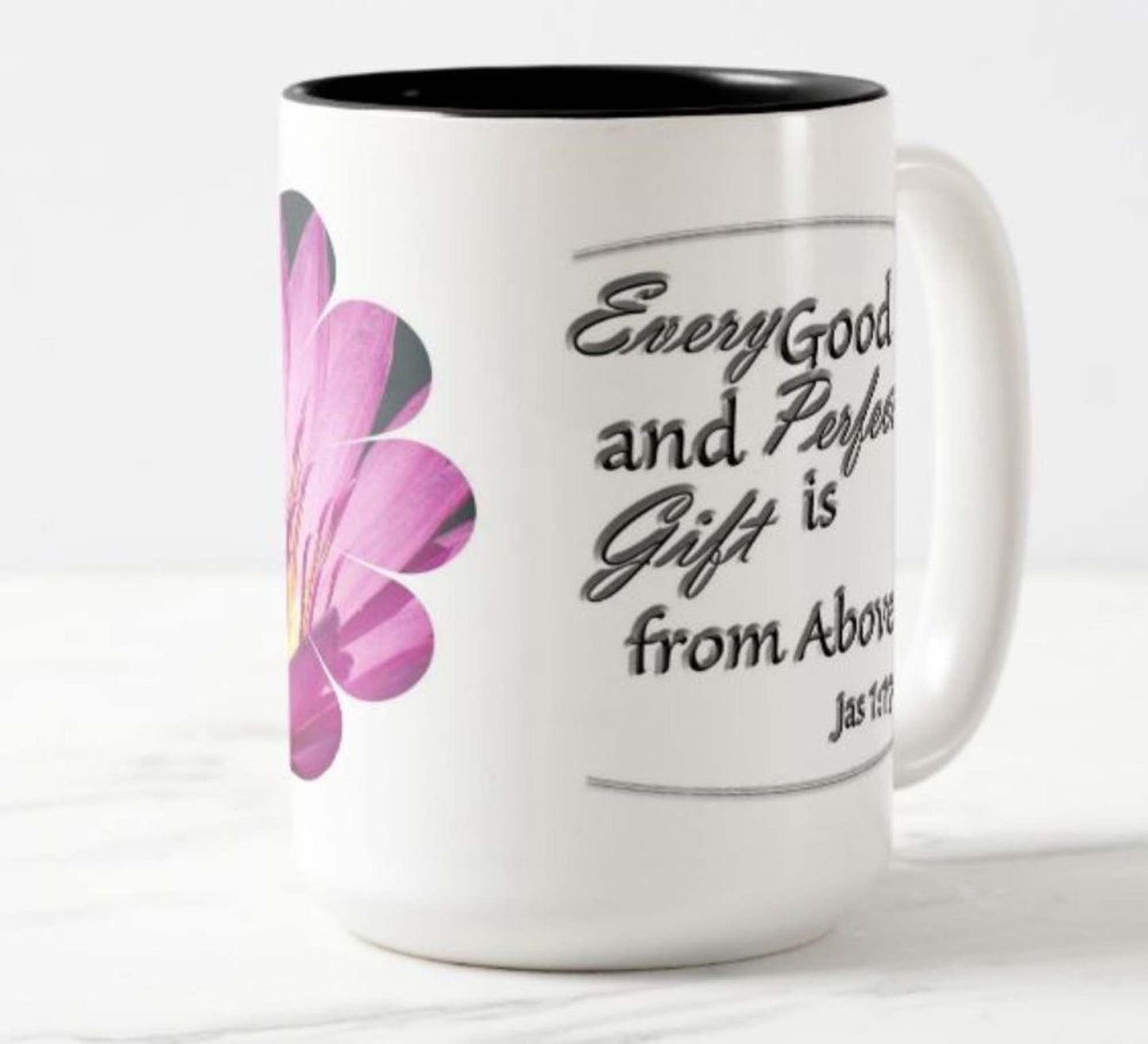 Mug with beautiful 'Water Lillies' flower photo.