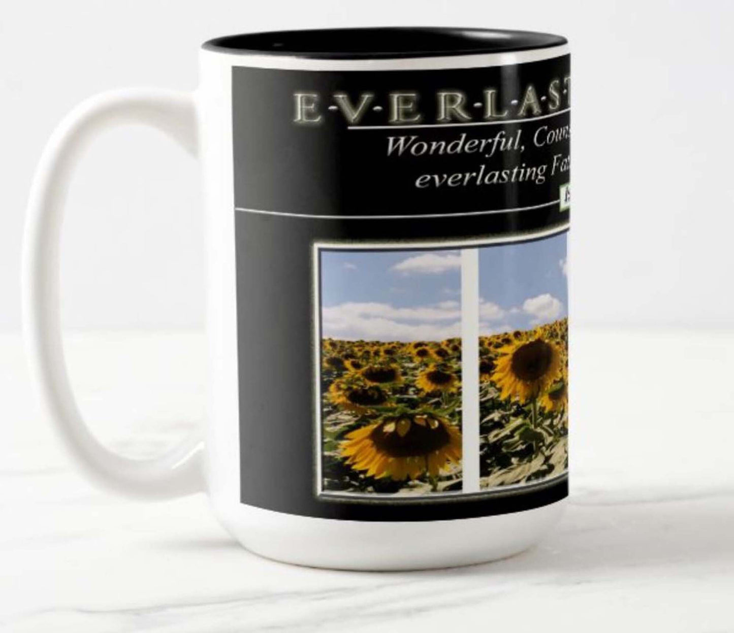 Mug - sunflower and scripture Isaiah 9:6