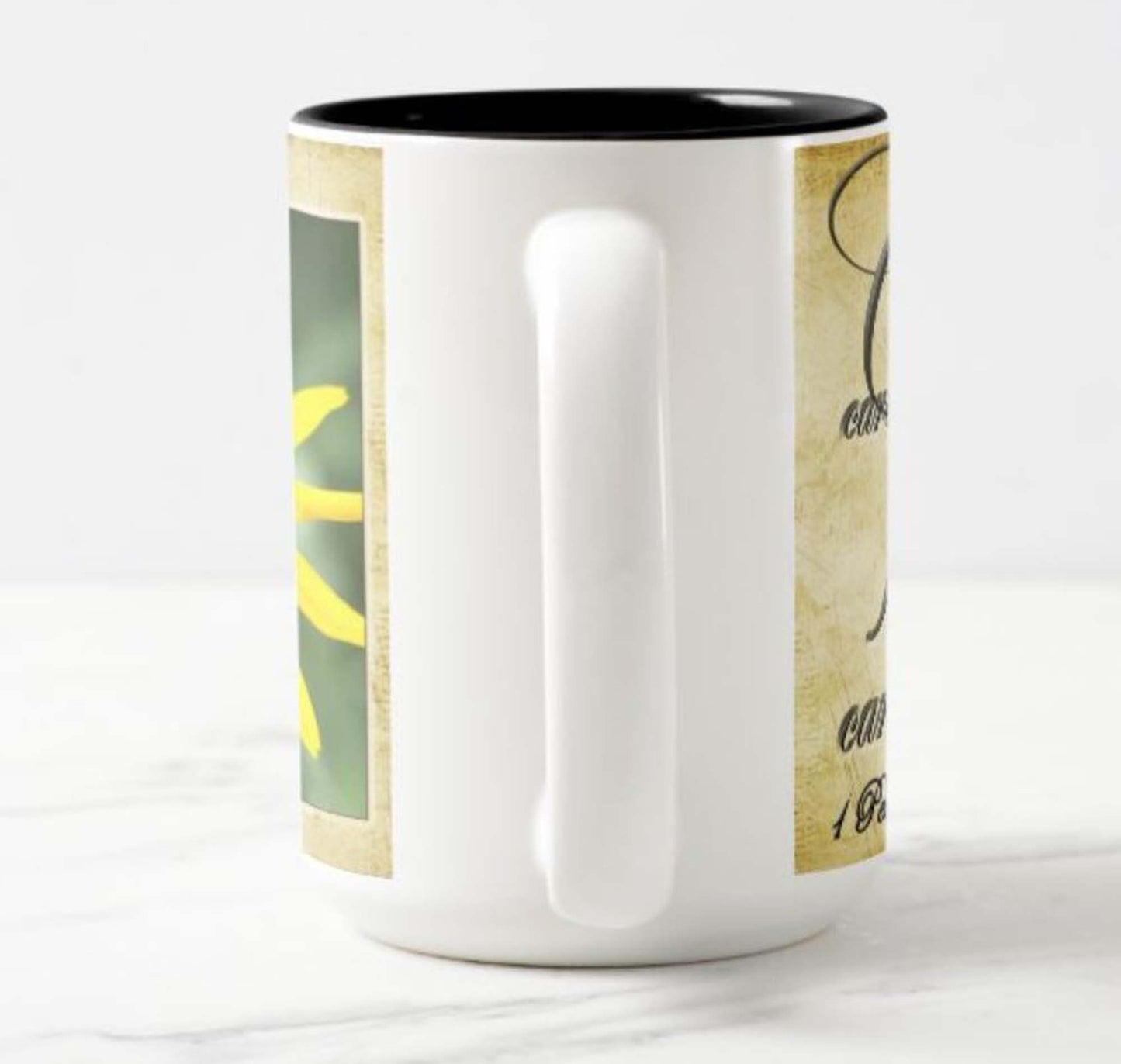 Lovely 15 oz. mug with an inspirational message, bible scripture and fine art photo. Black owned shop. "Give a gift of inspiration"