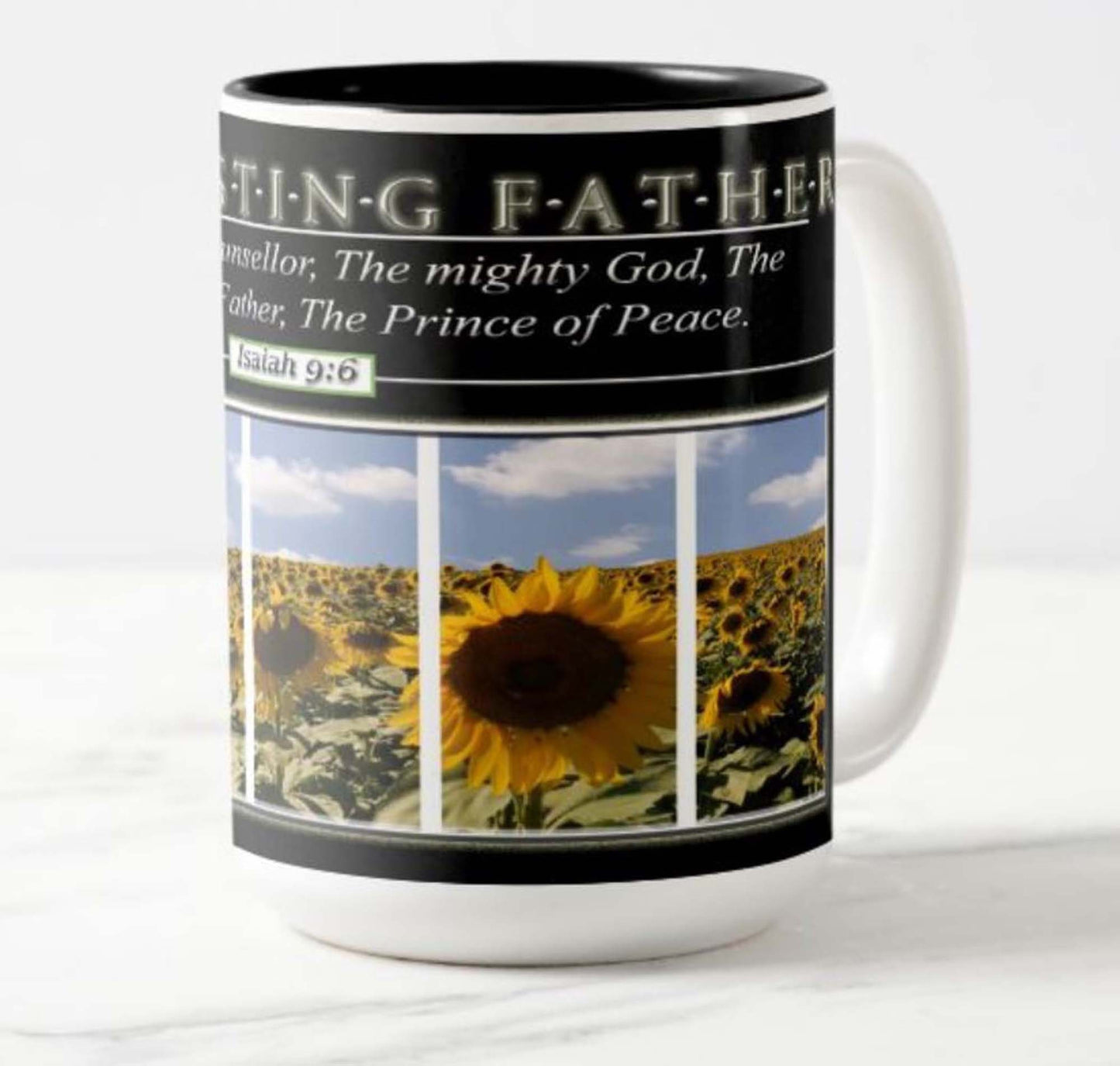 Mug - sunflower and scripture Isaiah 9:6