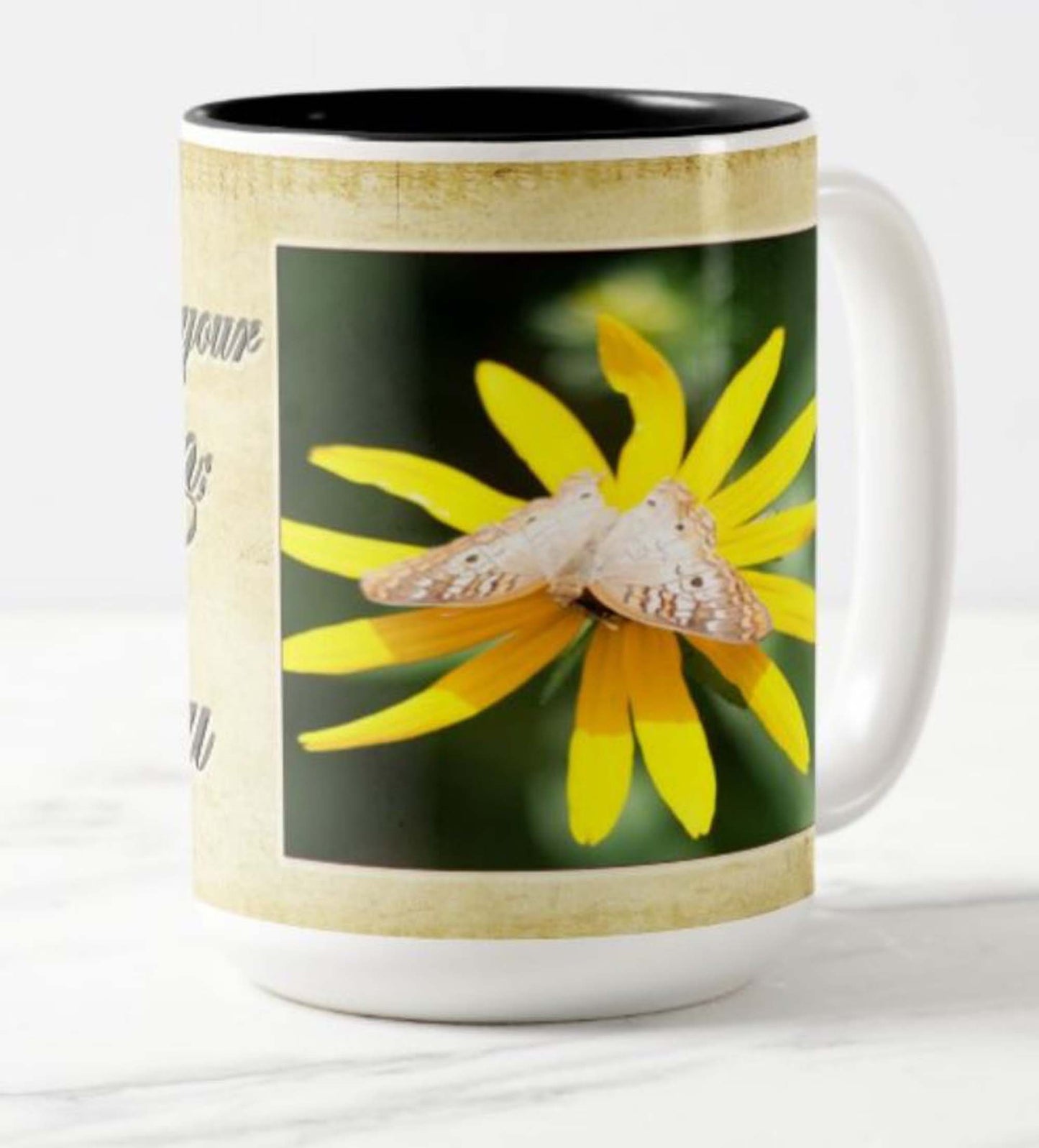 Lovely 15 oz. mug with an inspirational message, bible scripture and fine art photo. Black owned shop. "Give a gift of inspiration"