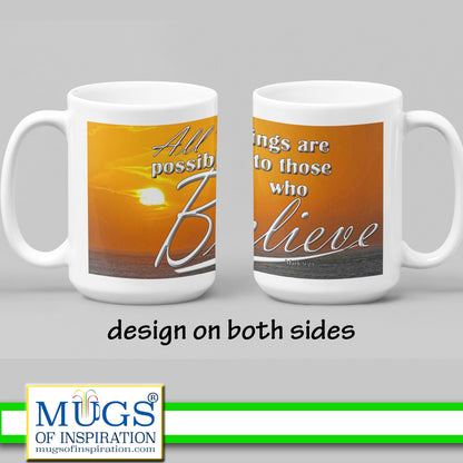 scripture mug Mark 9:23; All things are possible; inspirational message, gifts to encourage, beach sunset, gift for christians, bible