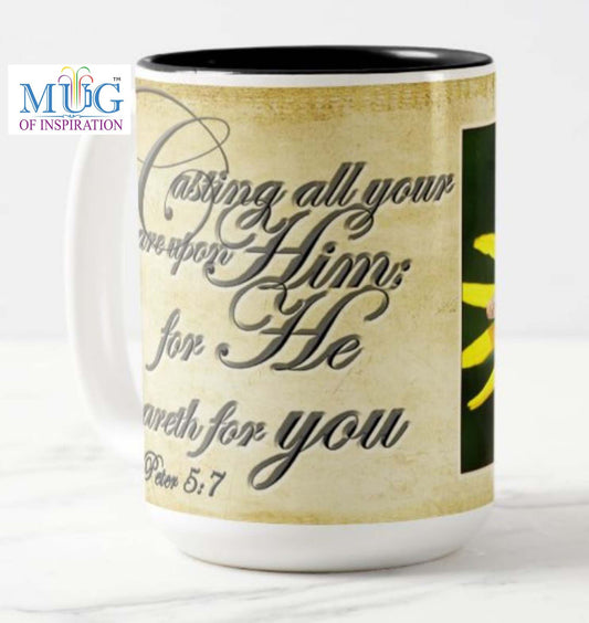 Lovely 15 oz. mug with an inspirational message, bible scripture and fine art photo. Black owned shop. "Give a gift of inspiration"