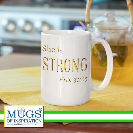 Scripture Mug ‘She is STRONG’