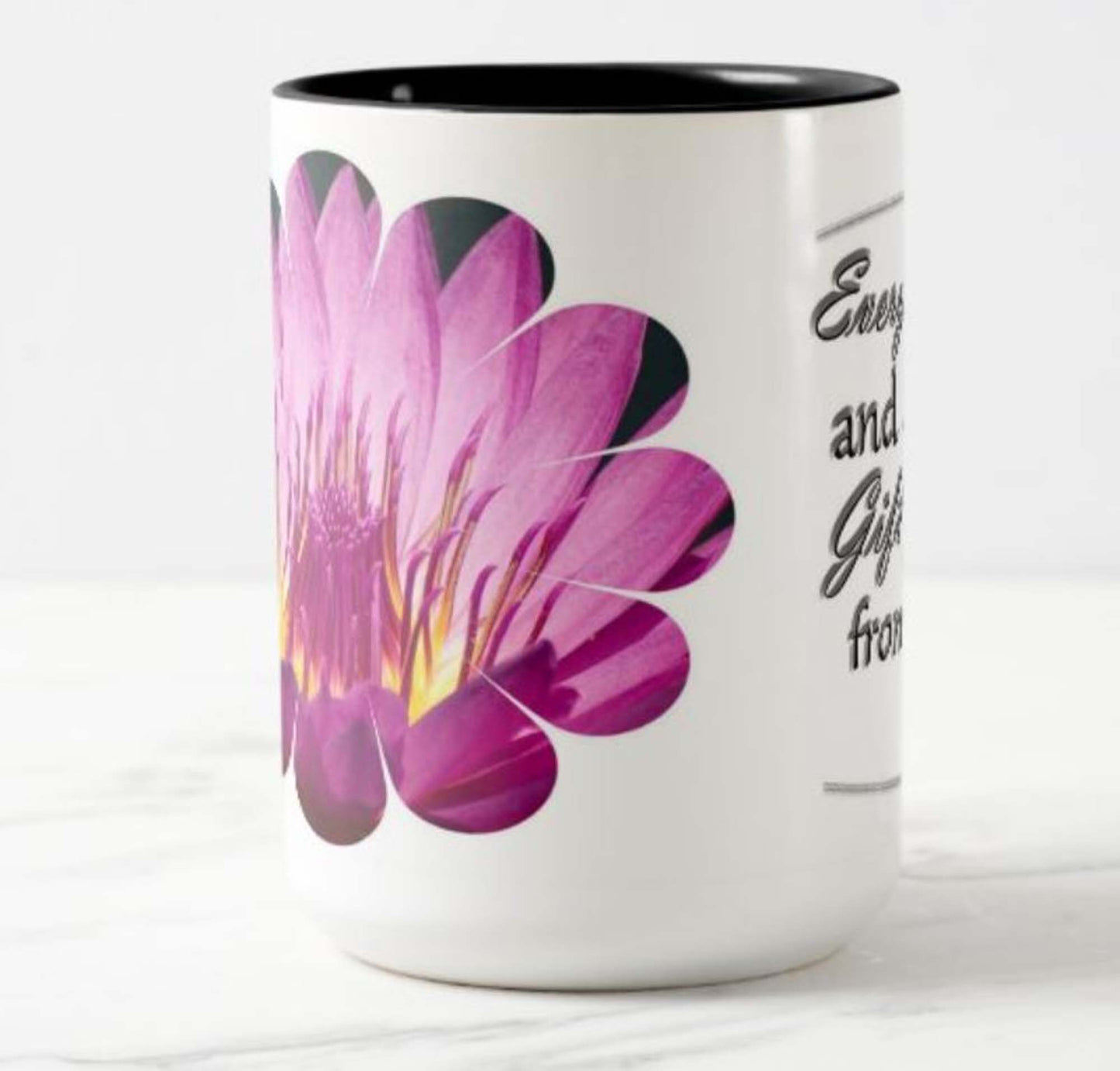 Mug with beautiful 'Water Lillies' flower photo.