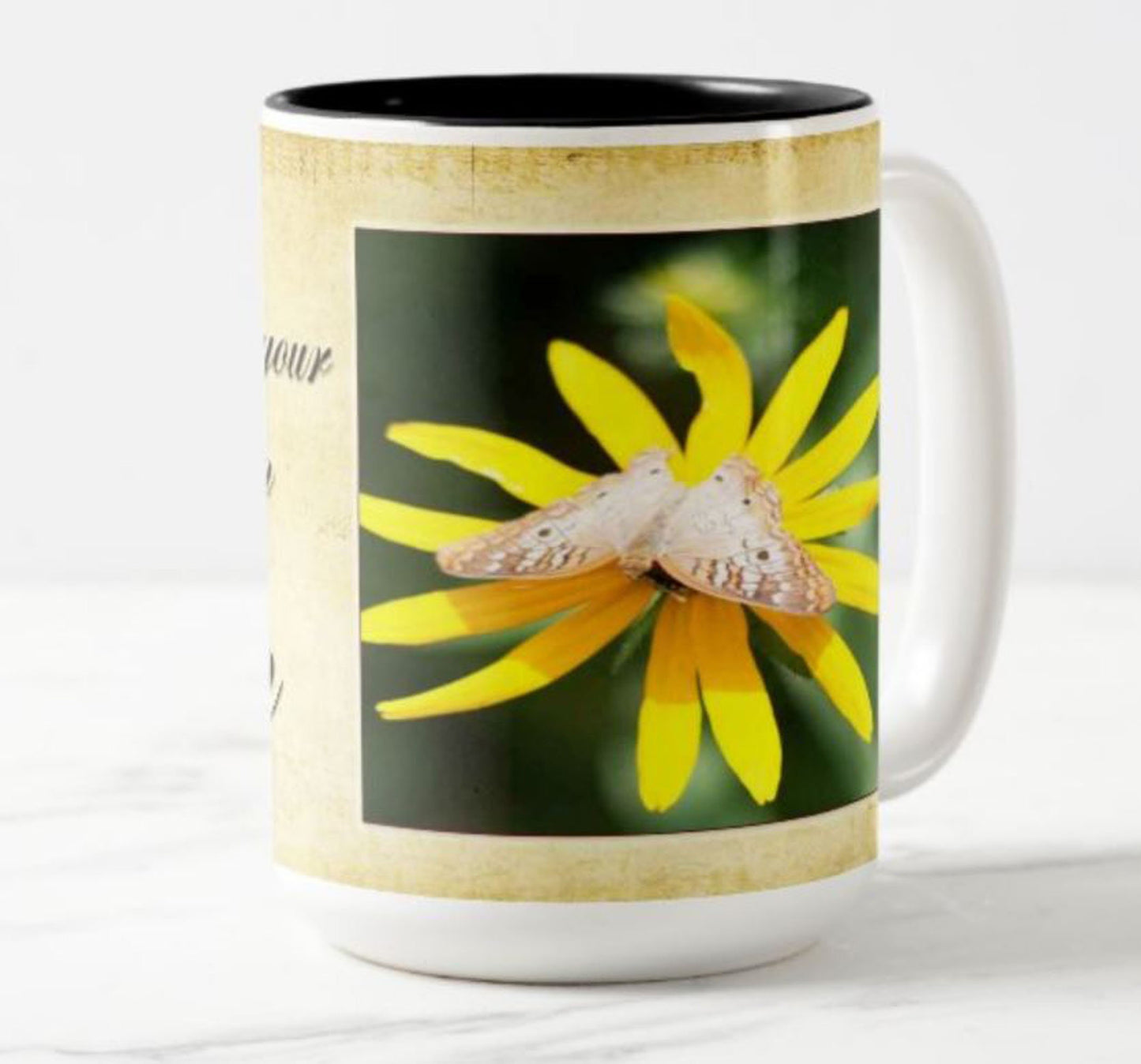 scripture mug, cast your cares on Him, Peter 5:7, bible scripture mug, butter fly mug. butterfly lovers, nature lover mug, floral gift