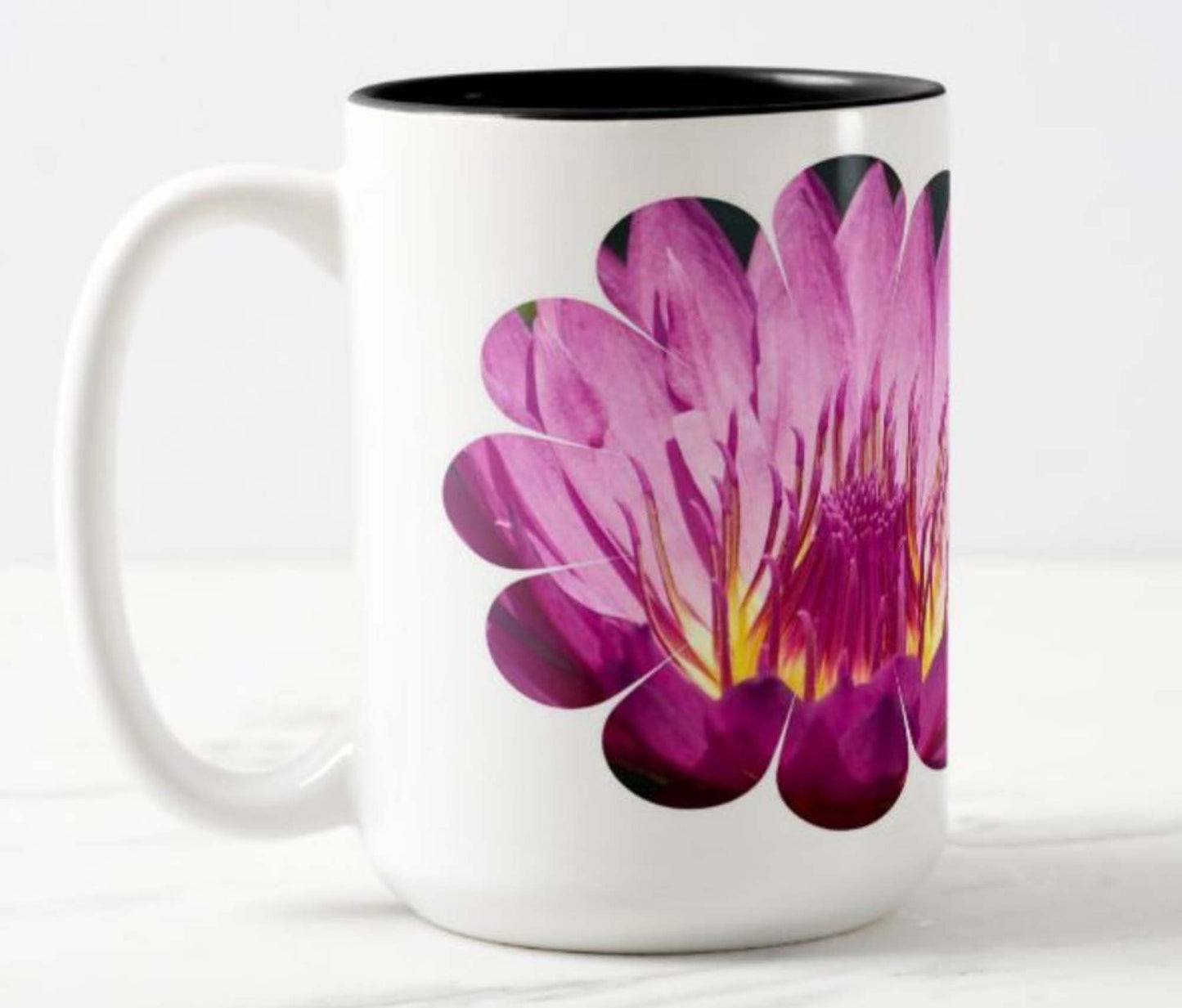 Mug with beautiful 'Water Lillies' flower photo.